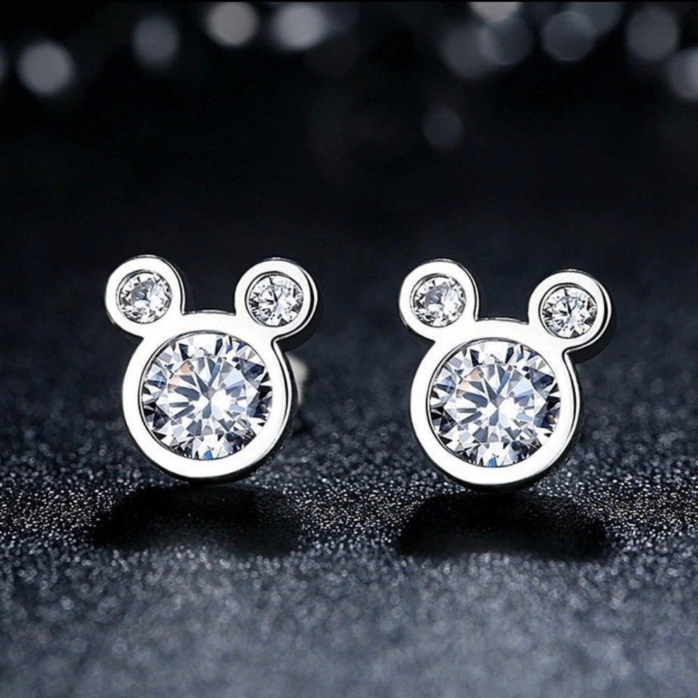 Mickey Mouse Cubic Zirconia Stud Earrings Disney Inspired